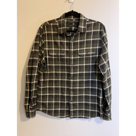 Banana Republic Other - Banana Republic Luxe Flannel Mens Shirt Button Up Green Plaid Long Sleeve Size M